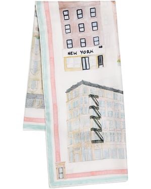 Lafayette 148 New York Silk Twill Pied-À-Terre Scarf - White