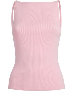Maje Cotton-Blend Rib-Knit Tank Top - Pink