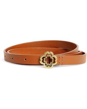 Maje Leather Logo Thin Belt - Brown