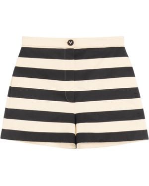 Valentino Cotton Barré Stripe Shorts - Natural