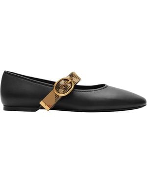 Burberry Leather Robin Ballet Flats - Black
