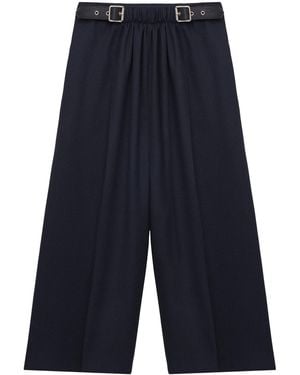 Loewe Wool Buckled Cropped Wide-Leg Pants - Blue