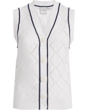 Varley Pointelle-Knit Sleeveless Cardigan - Grey