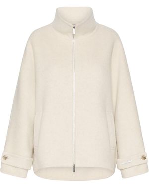 Marella Wool-Alpaca Zip-Up Coat - Natural