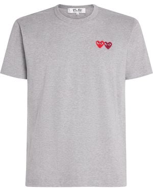 COMME DES GARÇONS PLAY Embroidered Double-Heart T-Shirt - Grey
