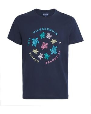 Vilebrequin Cotton Logo Turtle T-Shirt - Blue