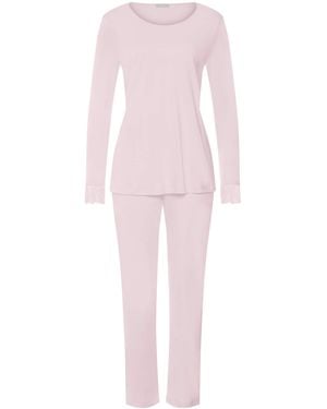Hanro Cotton Rosaria Long-Sleeve Pyjama Set - Pink