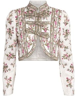 Alice + Olivia Embellished Ilaria Brocade Jacket - White