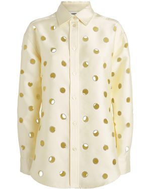 Sandro Openwork Rhinestone Shirt - Natural
