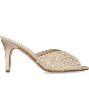 Gina Satin Embellished Alyssa Heeled Mules 85 - Natural