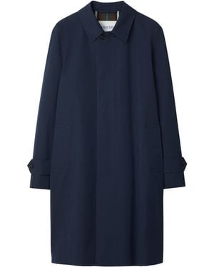 Burberry Long Gabardine Car Coat - Blue