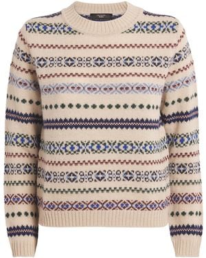 Weekend by Maxmara Wool-Alpaca-Blend Jacquard Sweater - White