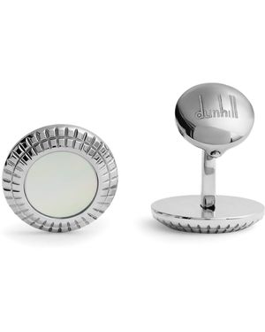 dunhill Rhodium-Plated And Mother-Of-Pearl Hobnail Cufflinks - Metallic