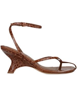 Jonathan Simkhai Croc-Embossed Leather Kelsey Heeled Sandals 75 - Brown