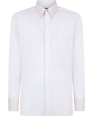 Tom Ford Cotton Grosgrain-Collar Shirt - White