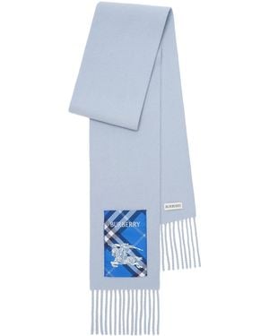Burberry Cashmere Check-Label Narrow Scarf - Blue