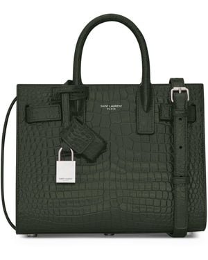 Saint Laurent Nano Sac De Jour Croc-Embossed Tote Bag - Green