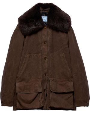 Prada Shearling-Trim Barn Jacket - Brown