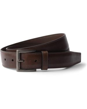 Prada Leather Square-Buckle Belt - Brown