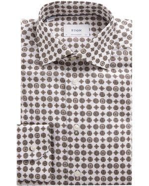 Eton Signature Twill Geometric Shirt - White