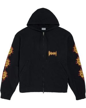 Balenciaga Sacré Cœur Logo Oversized Zip-Up Hoodie - Blue