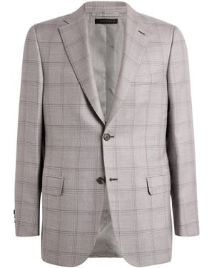 Brioni Wool-Blend Check Blazer - Grey