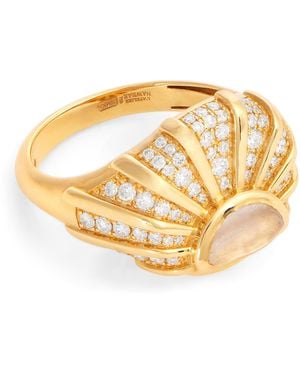 L'Atelier Nawbar Diamond And Citrine Sun Dawn Signet Ring - Metallic