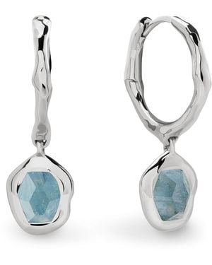 Monica Vinader Sterling And Aquamarine Odyssey Huggie Earrings - Blue