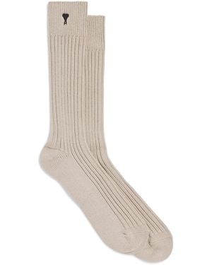 Ami Paris Cotton-Blend Ami De Coeur Socks - White