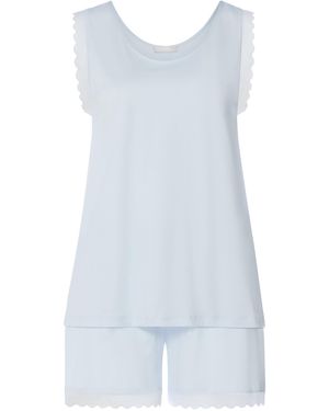 Hanro Cotton Sleeveless Short Inaya Pyjama Set - Blue