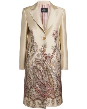 Etro Satin Patterned Princess Coat - Natural