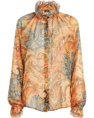 Etro Silk Chiffon Paisley Blouse - Red