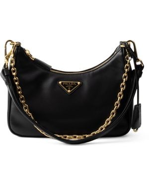 Prada Mini Leather Re-Edition Shoulder Bag - Black