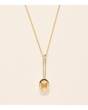 Retrouvai And Diamond Butterfly Fantasy Signet Necklace - Natural