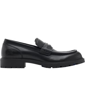 Burberry Leather Rogue Loafers - Blue