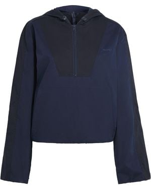 Skims Woven Cotton Half-Zip Hoodie - Blue