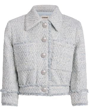 L'Agence Tweed Chevron Jacket - Grey