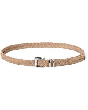 Brunello Cucinelli Leather Braided Belt - Natural