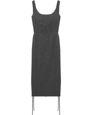 McQueen Wool Metallic-Pinstripe Midi Dress - Black