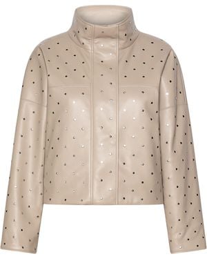 Marella Faux Leather Studded Jacket - Natural