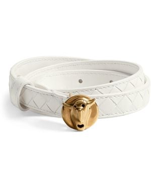 Bottega Veneta Nappa Leather Faces Belt - White