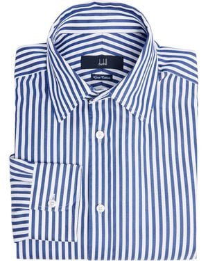 dunhill Giza Cotton Stripe Formal Shirt - Blue