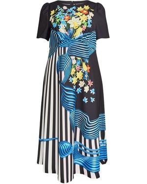 Marina Rinaldi X Mary Katrantzou Floral Print Cady Dress - Blue