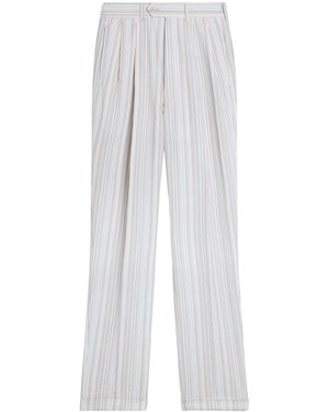 dunhill Wool-Mulberry Silk Stripe Trousers - White