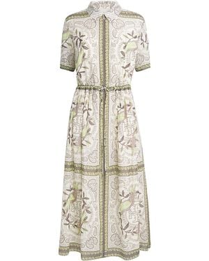 Tory Burch Silk-Cotton Printed Midi Dress - Natural