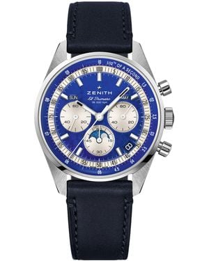 Zenith Stainless Steel Chronomaster Watch - Blue