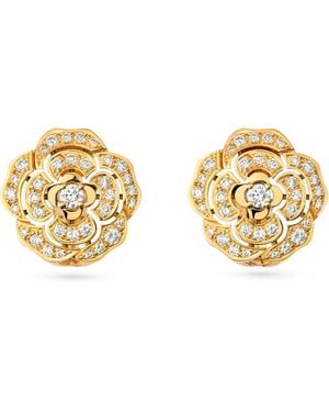CHANEL And Diamond Camélia Earrings - Metallic