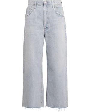 Citizens of Humanity Raw-Hem Ayla Cropped Wide-Leg Jeans - Grey