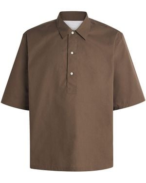 Officine Generale Organic Cotton Half-Placket Joris Shirt - Brown