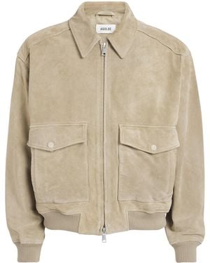Agolde Suede Emil Bomber Jacket - Natural